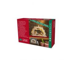 Konstsmide 2827-100 LED Holzleuchter Dorf, naturfarbenes Holz / für Innen (IP20) / 4.5V Innentrafo / Batteriebetrieben: 3xAA 1.5V (exkl.) / 10 warm weiße Dioden / transparentes Kabel