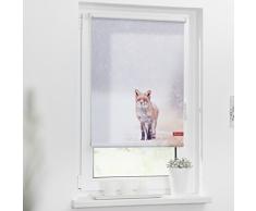Lichtblick Rollo Klemmfix, 90 x 150 cm mit Motiv Fuchs im Schnee - Weiß Rot Montage ohne Bohren, moderner Sicht-und Sonnenschutz, Motivrollo, lichtdurchlässig & Blickdicht