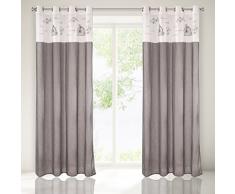 Eurofirany ZAS/ABBY Vorhang, 140x250 cm, Leinenqualität Fensterdekoration, Polyester, WeiÃ, Grau, 250 x 140 cm