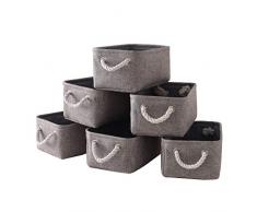 Pulnimus Aufbewahrungskörbe für Regale [6 Stück], Stoffkörbe, Kindergartenkörbe, kleine Aufbewahrungskörbe für Babys, leere Geschenkkörbe mit Seilgriffen, rechteckiger Korb, dekorative Schrankkörbe 12x8x6inch grau