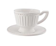 Clayre & Eef ECKS Kaffeetasse mit Untertasse 16 * 15 * 9 cm / 0.225 L