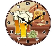 BUVU VM16S6476 Glas Wanduhr, Brown, 34 x 34 x 3 cm