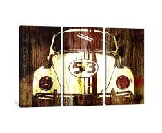 iCanvasART 3 Stück Buggy 53 Holzmaserung Leinwand Kunstdruck Fabrizio, 152,4 x 101,6 cm/3,8 cm Tiefe