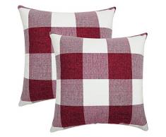 Valentinstag Dekorationen rot und weiß Weihnachten Plaid Überwurf Kissenbezug Retro Kissenbezug Buffalo Checkers Deko 45,7 x 45,7 cm Leinen Quadratisch Weihnachten Home Decor Kissen Fall für Couch 2 Pack
