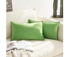 MIULEE Flansche Samt weich Soild Dekorative quadratische Überwurfkissenbezüge Set Kissenbezug für Sofa Schlafzimmer Auto 12x20 apfelgrün