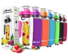 Fruit-Ei Wasser Flasche 900 ml willceal- Langlebig, groß – BPA frei Tritan, Flip Deckel, Auslaufsicher Design – Sport, Camping, rose