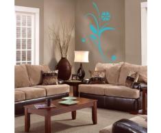 INDIGOS 4052166076319 Wandtattoo w448 Pflanze Blume Wandaufkleber 96 x 55 cm, türkis