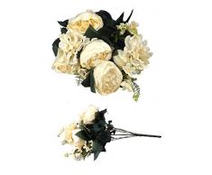 Pfingstrosen Bund 52 cm Seidenblumen Kunstblumen 11 BlÃ¼ten BlumenstrauÃ (weiÃ)