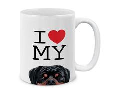 MUGBREW I Heart My American Pit Bull Puppy Hund weiß Keramik Kaffee Becher Tee Tasse, 11 oz I Love My Black Tan Rottweiler Dog