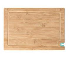Wenko Schneidebrett mit Messerschärfer M - Küchenbrett, Schneidbrett mit Saftrille, klingenschonend, Bambus, 33 x 1,5 x 23 cm, braun