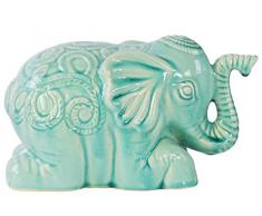 Urban Trends Keramik Verlegung Elefant Figur mit geprägt Swirl Design Gloss Finish Sky Blue, Sky Blue
