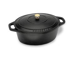 Paderno World Cuisine 13 by 10.625 Inch Black Oval Dutch Oven