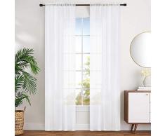 Sheer Vorhänge weiß 160 cm Länge, für Wohnzimmer, Schlafzimmer, Fenster Behandlungen Semi Crinkle Voile Rod Pocket Drapes Vorhang Panels für Garten, Terrasse, Villa, Parlor, Set 2, 132,1 x 160 cm von Mystic Home. Garten 52Wx95L weiß