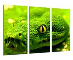 Wandbild - Wilde Natur, grüne Schlange, 97 x 62 cm, Holzdruck - XXL Format - Kunstdruck, ref.26368