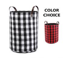 Zusammenklappbarer dekorativer Aufbewahrungskorb oder -Eimer mit Ledergriffen, Faltbare Tragetaschen, Home Organizer Lösung für Schlafzimmer, Schrank, Spielzeug, Wäsche Large schwarz/weiß