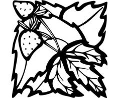INDIGOS/Wandaufkleber-e54 fruchtige Erdbeeren Blätterwerk Blatt Blüte Blumen Pflanzen Ranke 120x118 cm- schwarz, Vinyl, 120 x 118 x 1 cm