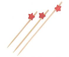 BambooMN Bambus Deko Red Star Ende Cocktail Fruit Sandwich Hotel Picks Spieße für Veranstaltungen, Restaurants, Urlaub Oder Buffets Party Supplies, 3 Größen Option 5.9 (15cm) Rot