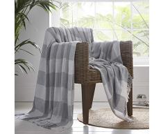 Portfolio Epsom Überwurfdecke für Bett Stuhl Sofa, Baumwolle, Grau, 180 x 250 cm