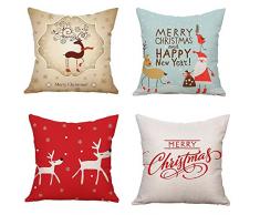 naturalshow Merry Christmas Serie Überwurf Kissen Fall dekorative Kissenhülle Kissenbezug Quadratisch 18 Einlage von 4, 100% Baumwollwäsche, pattern 6#, 18*18 IN