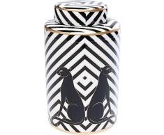Kare Design Deko Gefäß Panther 25cm, Porzellan Gefäß in den Farben Schwarz Weiß Gold, Aufbewahrungsbox mit Streifen und Tiermotiv Panther, (H/B/T) 25x15x15cm