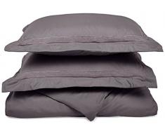 Superweiches, leichtes Gewicht, 100% gebürstete Mikrofaser, King/California King Size, knitterfrei, schwarzer Bettbezug mit grauen Kissenbezügen, in Geschenkbox Modern Full/Queen Silber