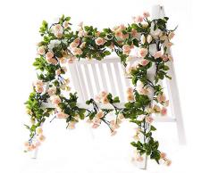 Li Hua Künstliche Blumen, 60 Blüten, Rosen, Weingirlande, künstliche Blumen für Hochzeit, Zuhause, Party, Garten, Basteln, Kunst-Dekoration, 2 Stück Spring-pink