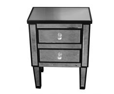 StealStreet 66 cm Glas Ecke Tisch mit 2 Schubladen