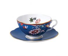 Wedgwood 40032091 Teetasse und Untertasse, feines Knochenporzellan, 200 ml, Blau