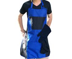 Lifestyle Bankettschürze mit Bierhalter, Flaschenöffner und Ofenhandschuh blau