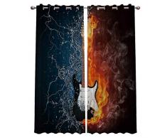 EZON-CH Verdunklungsvorhänge für Schlafzimmer, Heimdekoration, Cartoon-Pilz- und Betterfly-Muster, Vorhänge für Fenster, Thermo-Isolierung, Ösen, Verdunkelungsvorhänge für Wohnzimmer, Set mit 2 Paneelen, 80 x 84 Inch Water Fire1ezn8695