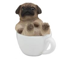 Ebros Realistische Mini-Dekofigur Mops Hund Teetasse 7,6 cm hoch Haustier Pal Hund Rasse Sammlerstück Harz Dekoration Dekoration mit Glasaugen