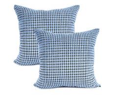 Your Smile Cozy Nackenrolle Kissenbezug für Couch Sofa, Bett, bequem, superweicher Cord, gestreift, beidseitig 45,7 x 45,7 cm 2 Pieces,18x18 marineblau