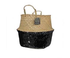 THE HOME DECO FACTORY RG6156 Korb mit Pailletten, Glitter, Schwarz, EinheitsgröÃe