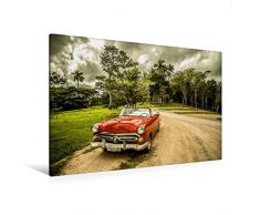 Premium Textil-Leinwand 120 x 80 cm Quer-Format Retro Auto - Cuba | Wandbild, HD-Bild auf Keilrahmen, Fertigbild auf hochwertigem Vlies, Leinwanddruck von Autofreund