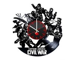 TO Design Studio Wanduhr, Motiv Captain America Civil War, handgefertigt, Vinyl-Schallplatte