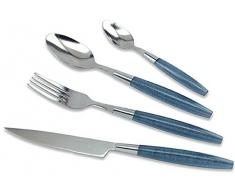 Lisa Dalban 30970008 ECUME Besteckset, 24-teilig, Edelstahl, 26,4 x 13,9 x 6,4 cm, Edelstahl, rostfrei, Titane Bleu, 26,4 x 13,9 x 6,4 cm