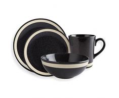 Fairmont & Main Neo Elements Tafelservice, Steingut, Schwarz, schwarz, 16-Piece