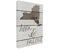 The Stupell Home Décor Collection Wandtafel Born and Raised, New York State, Canvas, Mehrfarbig, 60.96 x 3.81 x 76.2 cm