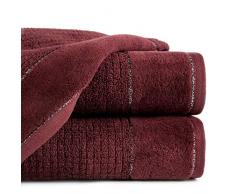Eurofirany Handtuch Baumwolle Hellbordeaux Metallnaht Frottee Bordüre Exklusive Set 6-er Pack Oeko-Tex, 50X90 cm, 6