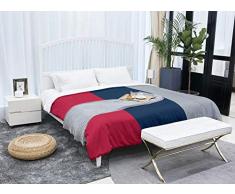 ArtVerse NFS New England Football Stripes Mikrofaser Schmusetuch – Queen Size, 88 x 88 cm, blau Mitte und Silberne Seite