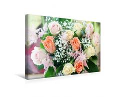 Premium Textil-Leinwand 45 x 30 cm Quer-Format Rosenstrauß mit Astilben und Schleierkraut | Wandbild, HD-Bild auf Keilrahmen, Fertigbild auf hochwertigem Vlies, Leinwanddruck von Gisela Kruse