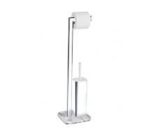 WENKO 22507100 Stand WC-Garnitur Onyx - Toilettenpapierhalter und WC-Bürstenhalter, Stahl, 22 x 73 x 20 cm, chrom