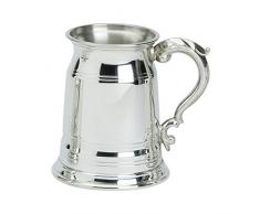 Edwin Blyde & Co Old London Style 1 Pint Bierkrug mit massivem Metall Basis – Körper konisch Oben mit Zwei Linien und kunstvoller Georgischer Griff, Zinn