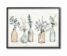 Stupell Industries Wandbild auf Leinwand, Motiv Fläschchen und Pflanzen Bauernhof, strukturiert, Mehrfarbig schwarz, gerahmt 24x30 Design von der Künstlerin Anne Tavoletti