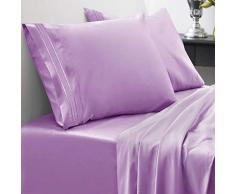 1800 Fadenzahl Bettwäsche Set - weiche ägyptische Qualität gebürstete Mikrofaser hypoallergen Bettwäsche Set mit Bettlaken, 2 Kissenbezügen Bettlaken-Set Twin Pflaume