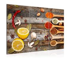 Bilder Küche Gewürze Wandbild 120 x 80 cm Vlies - Leinwand Bild XXL Format Wandbilder Wohnzimmer Wohnung Deko Kunstdrucke Braun 3 Teilig - MADE IN GERMANY - Fertig zum Aufhängen 019631b