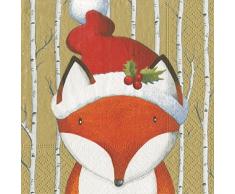 Caspari Foxy Servietten Cocktail Stoff/Papier, Mehrfarbig, Stoff, Mehrfarbig, 16.5x16.5x0.02 cm