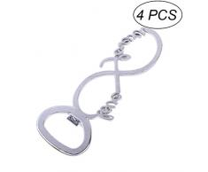 BESTOYARD 4 Love Forever Flaschenöffner Hochzeit Party Geburtstag Bridal Dusche Favor Geschenk Souvenirs (Silber)