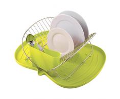 MSV Geschirrabtropfkorb mit Kunststoffplatte 48x38x17cm aus Stahl in grün, 48x38x17 cm