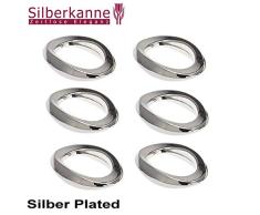 silberkanne Serviettenring oval 6,5x4,5 cm 6er Satz Silber Plated versilbert für Stoffservietten in Premium Verarbeitung